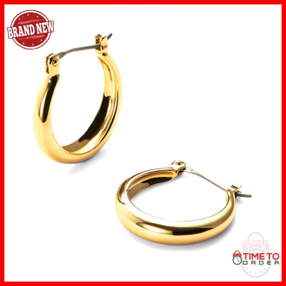 14K Gold Plated Hoop Earrings, Hypoallergenic, 19.4mm